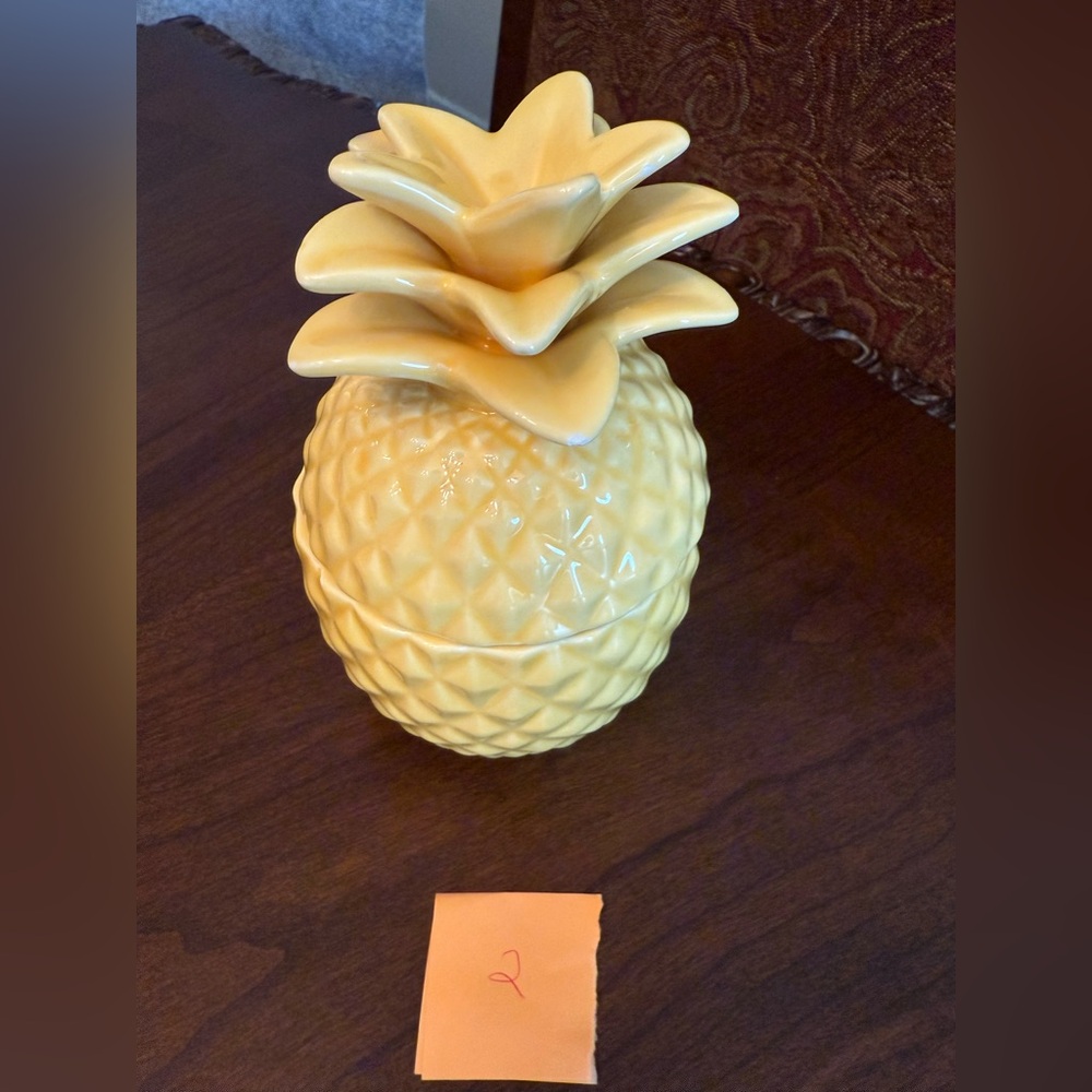 Nantucket Home Vintage Yellow Pineapple Ceramic Lidded Container / Jar *Rare* #2